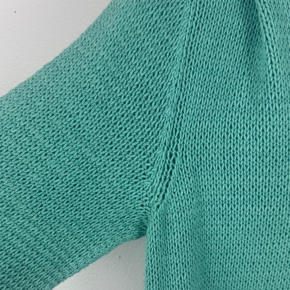 J. Jill Beachy Resort Wear Cotton Blend Teal Short Sleeve Medium Knit Hoodie - Picture 4 of 11